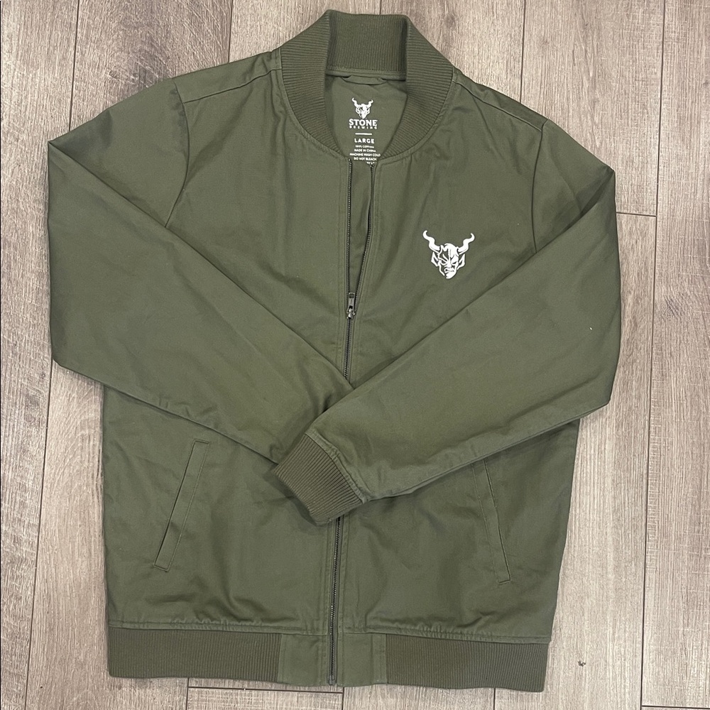 Stone Brewing Men’s Olive Green Front Zipper Jacket Size Large